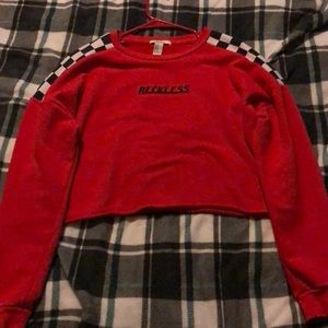 super fashionable red crop top, used.